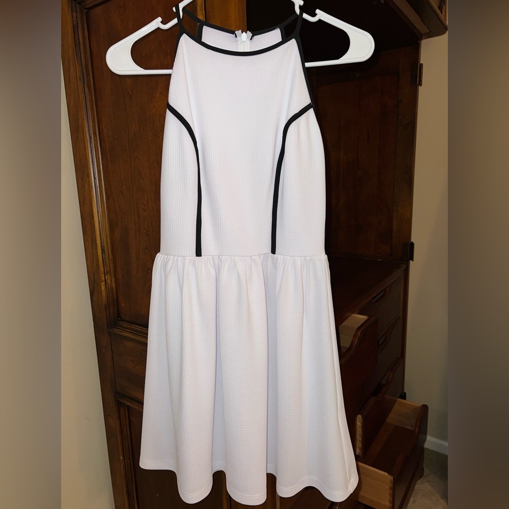 Aqua white and black dress, size small.